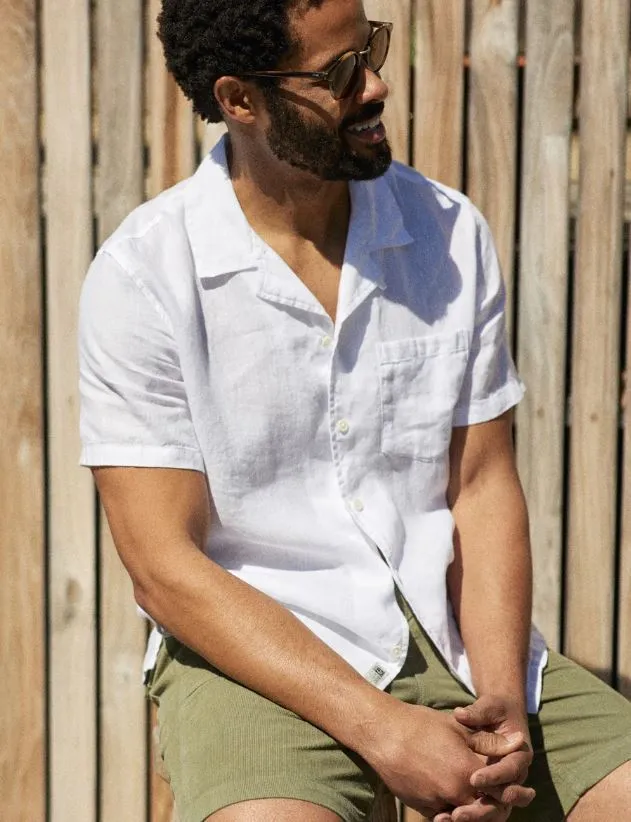 Outer known  |Button-down Linen Street Style Plain Short Sleeves Handmade