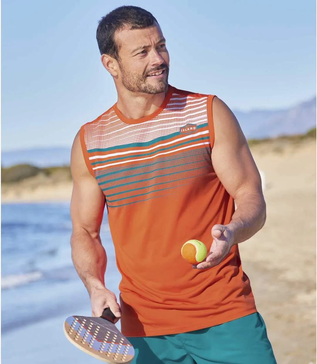 Pack of 3 Men's Sporty Vests - Orange Green White