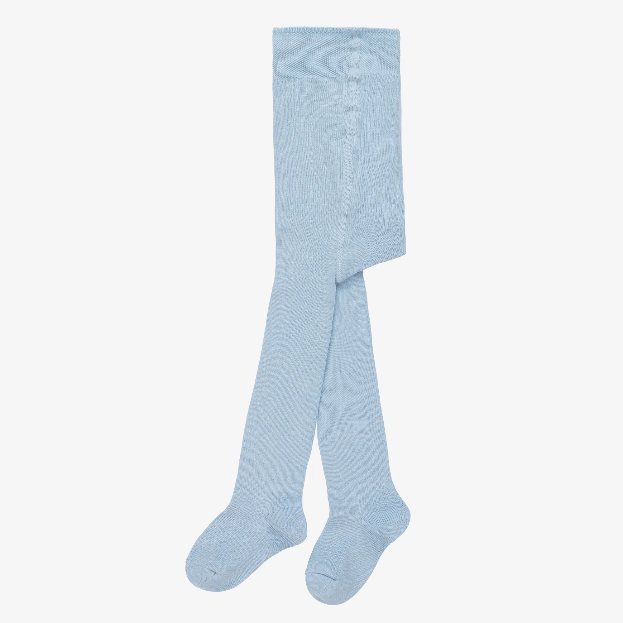 Pale Blue Cotton Knit Baby Tights