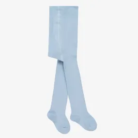 Pale Blue Cotton Knit Baby Tights