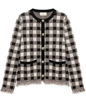 Peraluna Women's Black / White Diana Plaid Knit Jacket