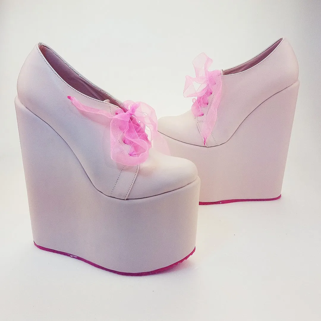 Powder Pink Platform Heel Wedding Shoes