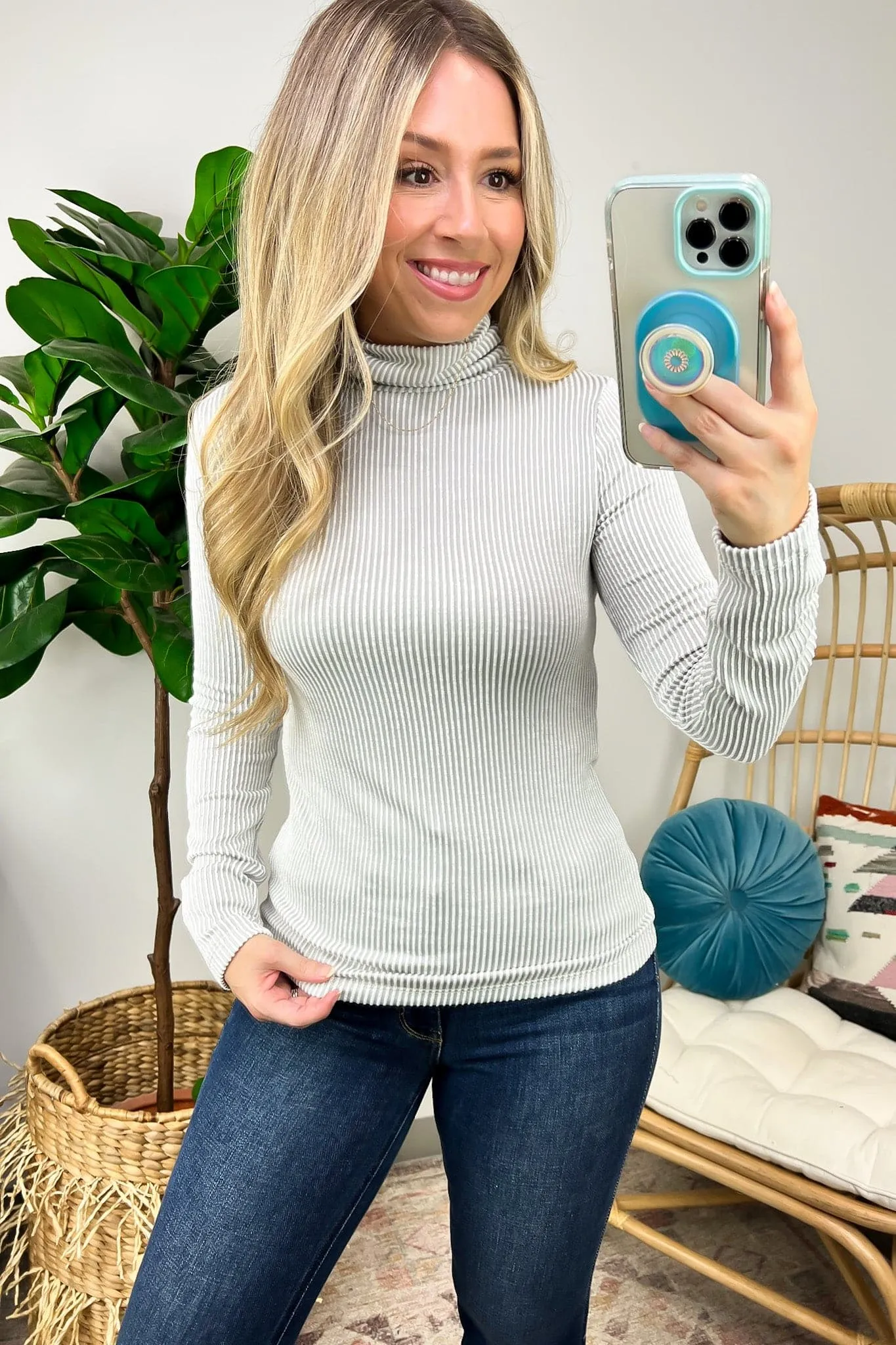 Pure Charm Ribbed Turtleneck Top - FINAL SALE