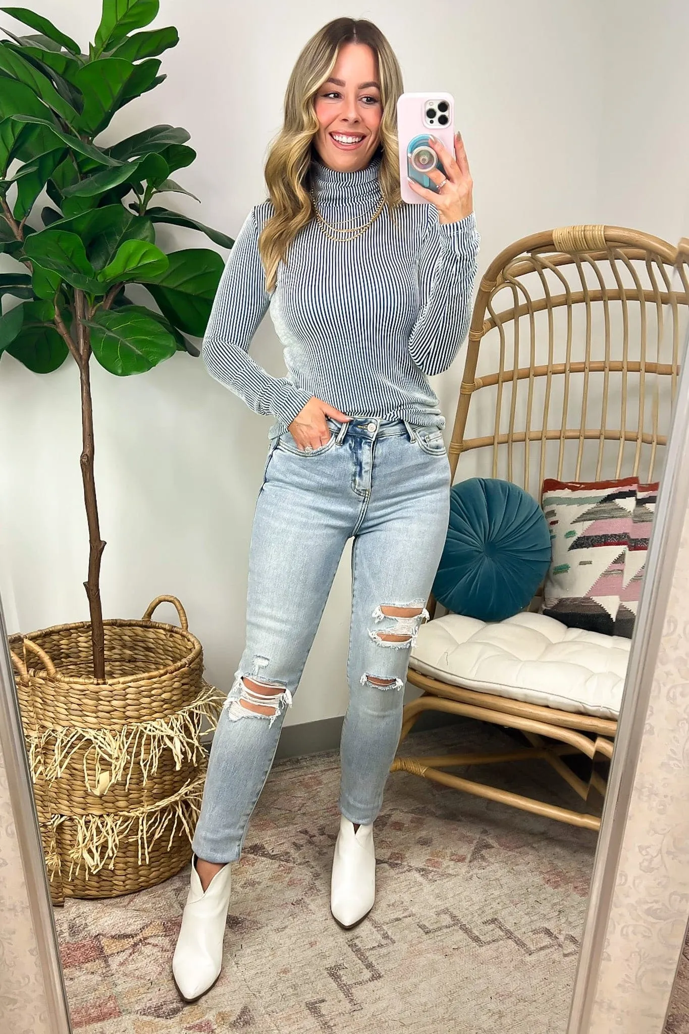 Pure Charm Ribbed Turtleneck Top - FINAL SALE