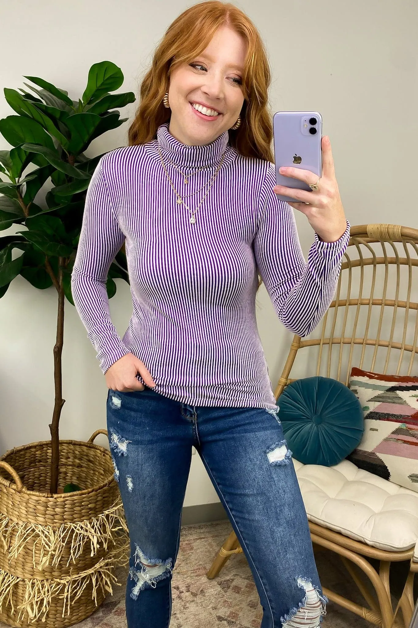 Pure Charm Ribbed Turtleneck Top - FINAL SALE