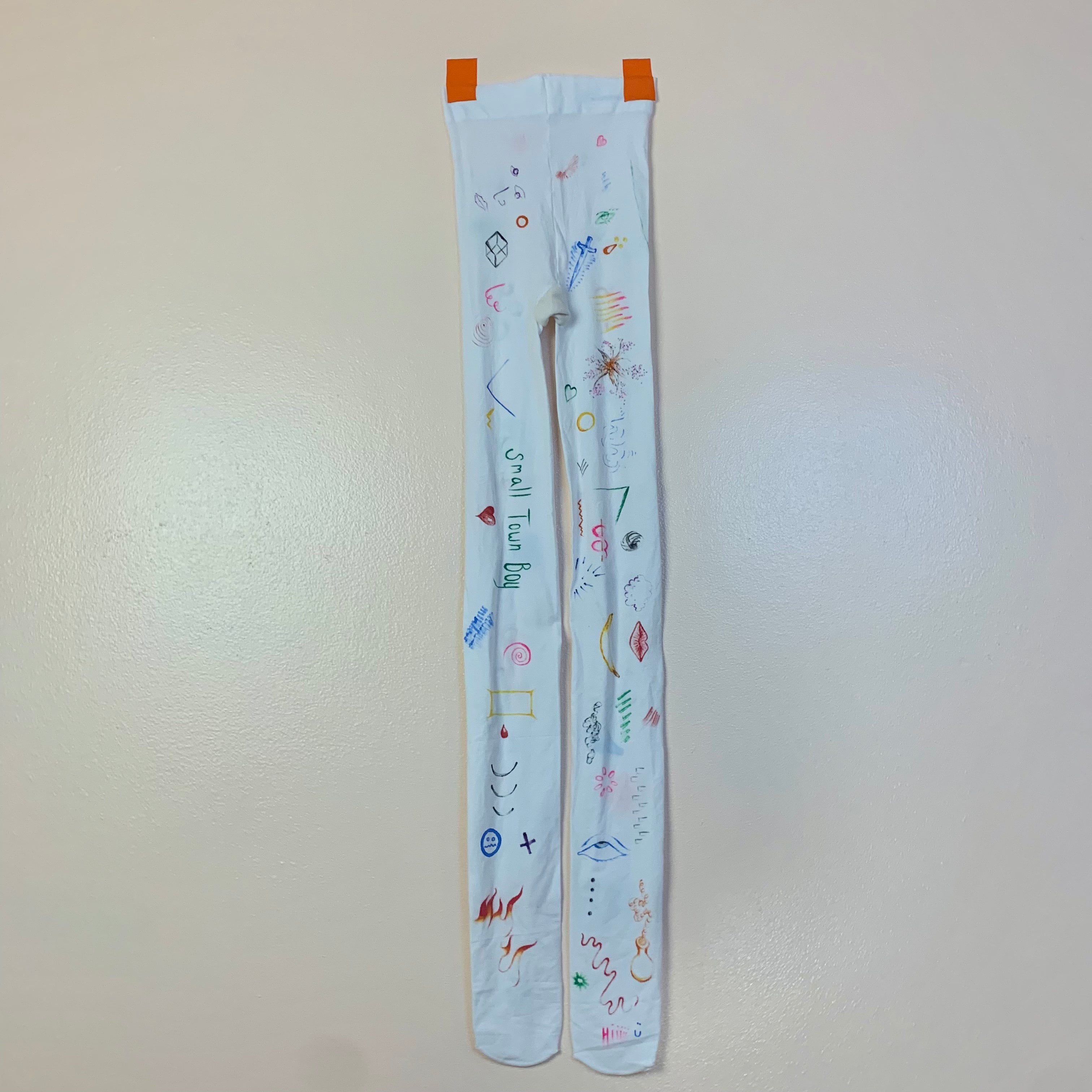 Recycled hand drawn doodle tights