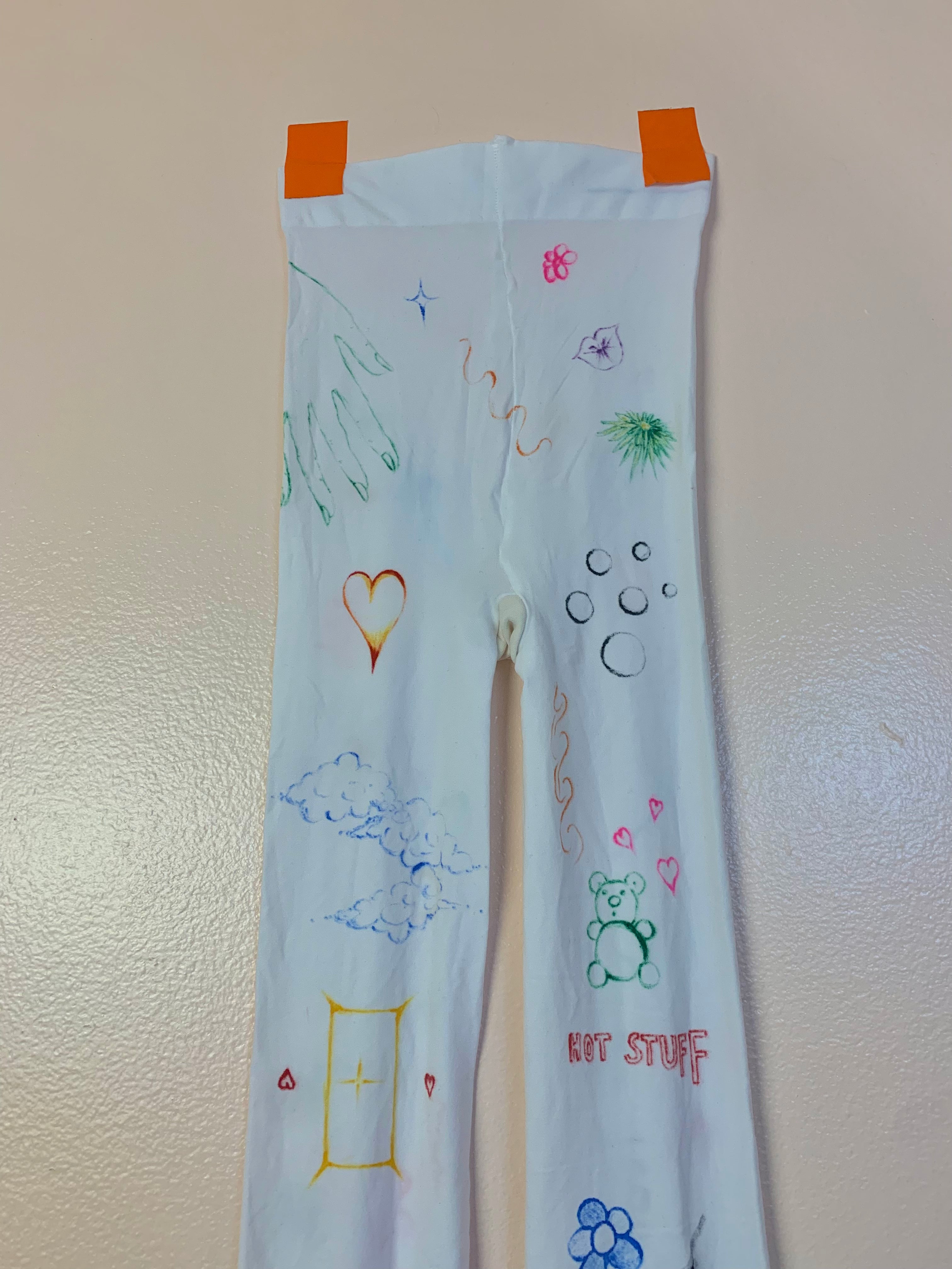 Recycled hand drawn doodle tights