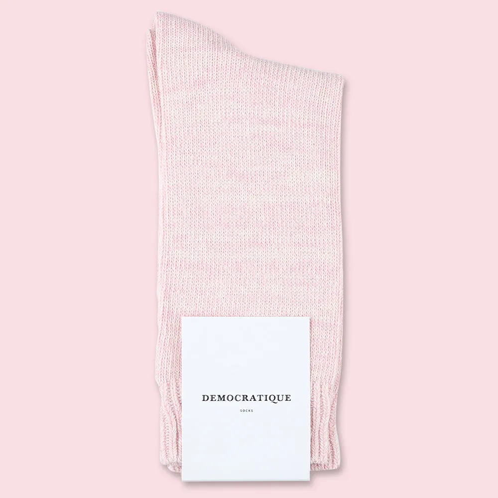 Relax Chunky Flat Knit Supermelange Socks Pale Pink / Off White