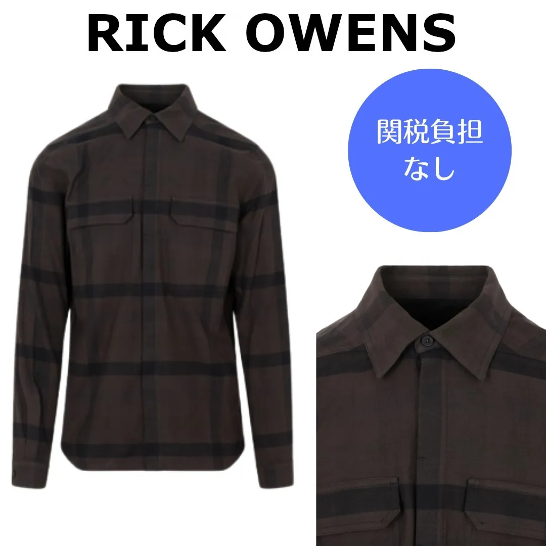 RICK OWENS  |Button-down Other Plaid Patterns Street Style Long Sleeves