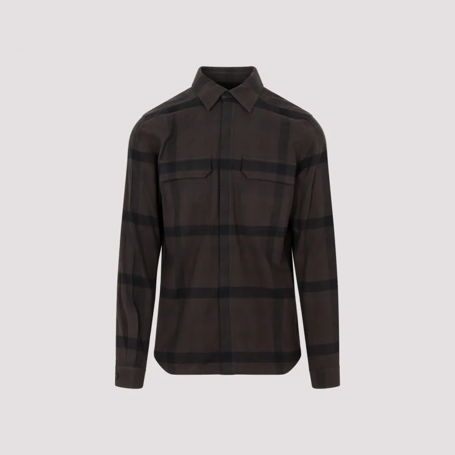 RICK OWENS  |Button-down Other Plaid Patterns Street Style Long Sleeves