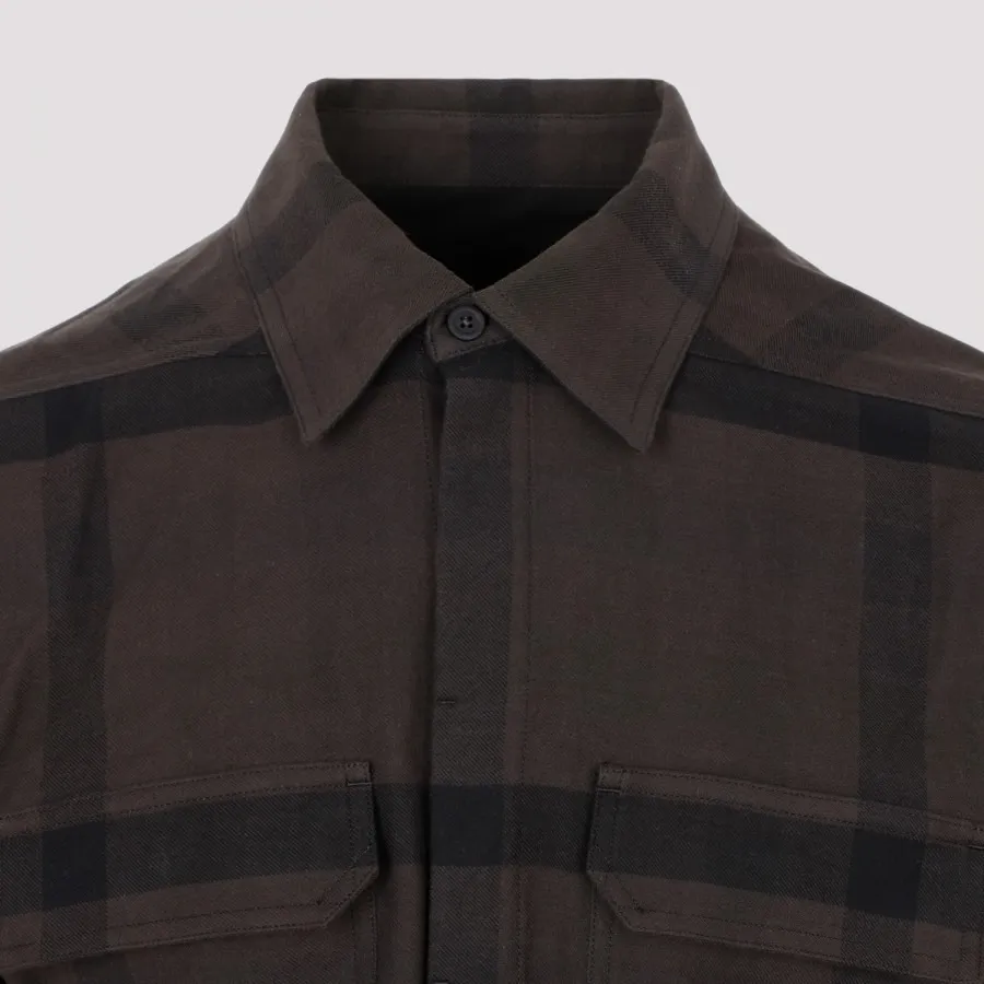 RICK OWENS  |Button-down Other Plaid Patterns Street Style Long Sleeves