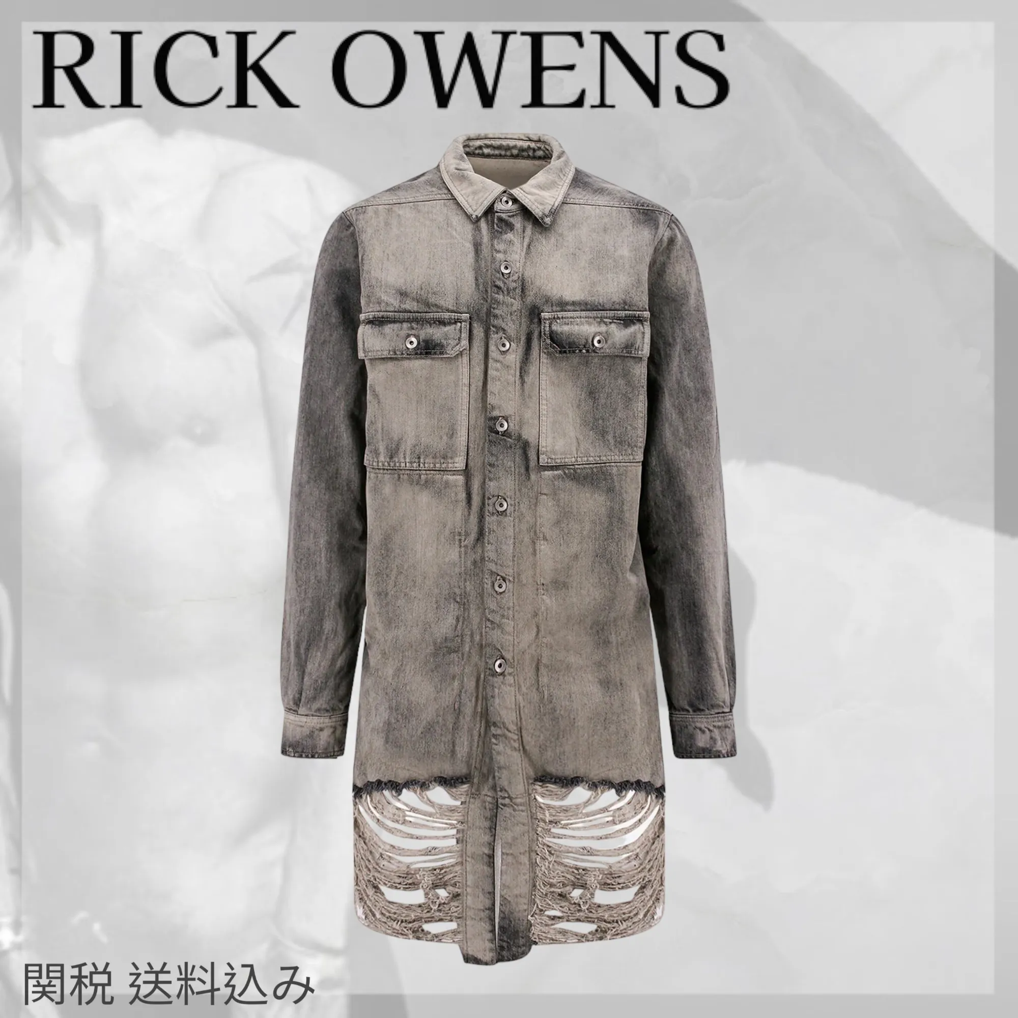 RICK OWENS  |Button-down Unisex Denim Street Style Long Sleeves Cotton