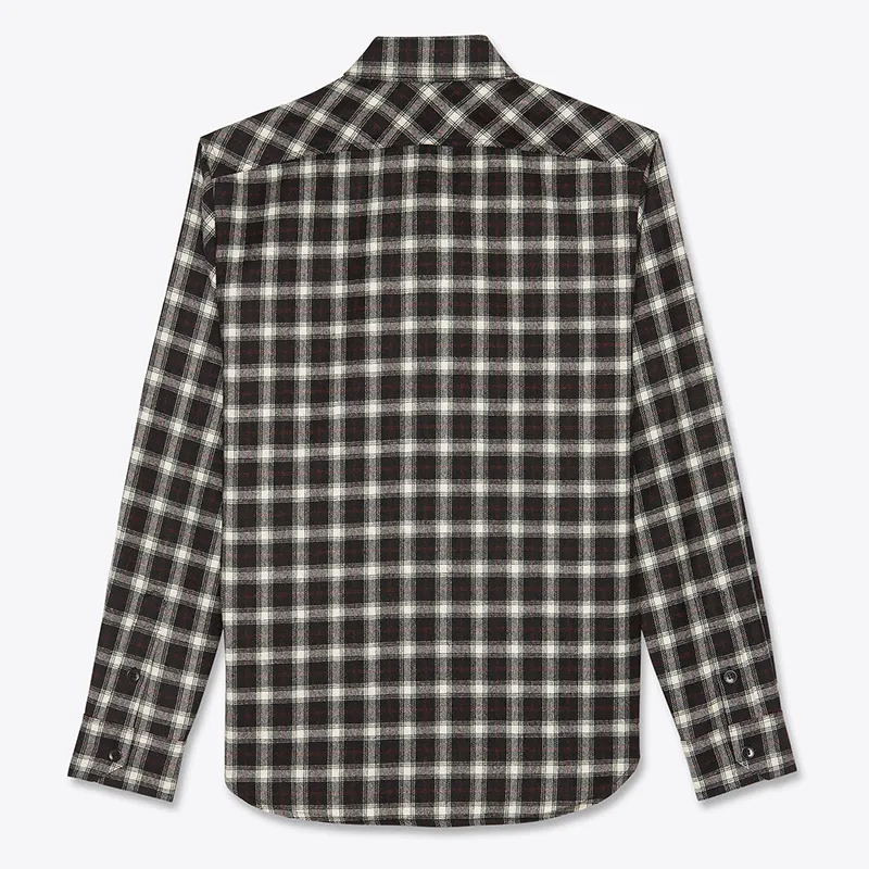 Saint Laurent  |Button-down Gingham Other Plaid Patterns Wool Street Style