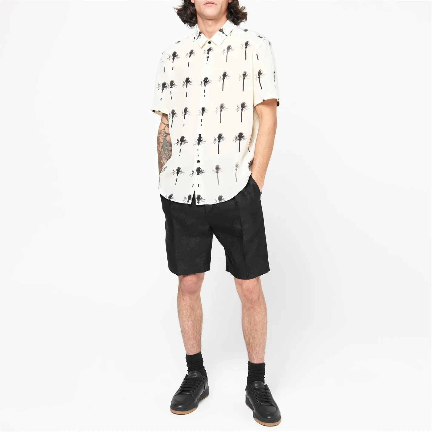 Saint Laurent  |Button-down Monogram Unisex Street Style Short Sleeves Logo