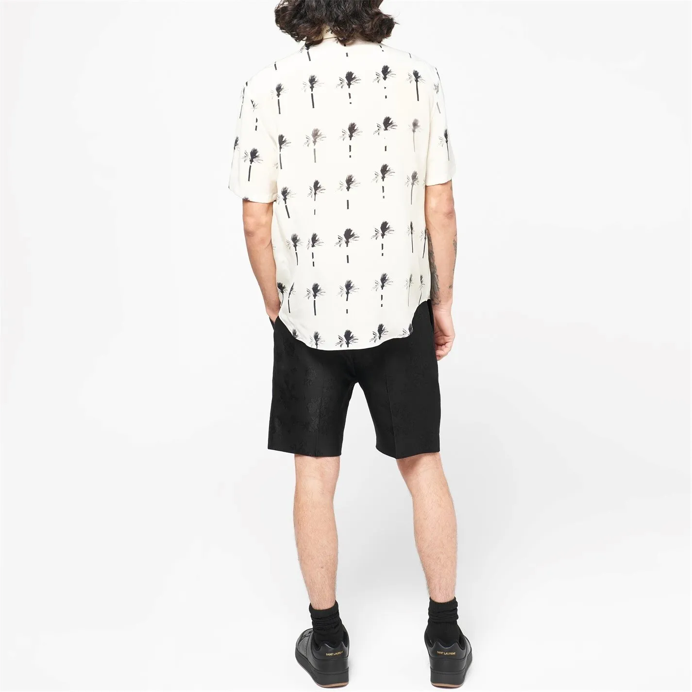 Saint Laurent  |Button-down Monogram Unisex Street Style Short Sleeves Logo