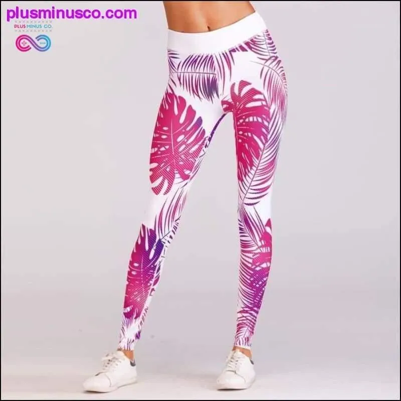 Sexy Leaf Pattern Digital Printed Skinny Long Leggings For