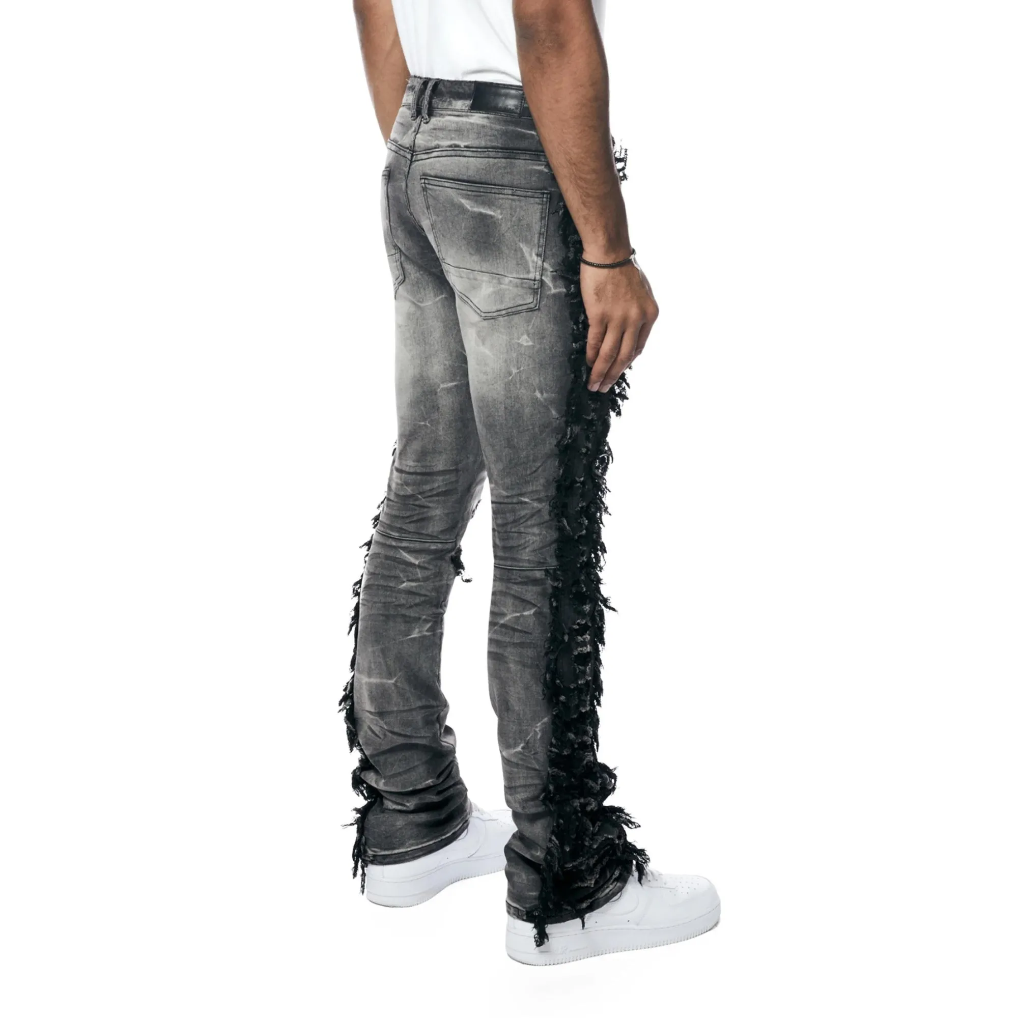 SMOKE RISE Frayed Stacked Denim Jeans