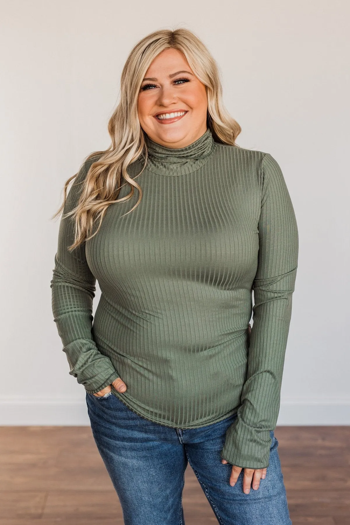 Smooth Sailing Turtle Neck Top- Dark Sage