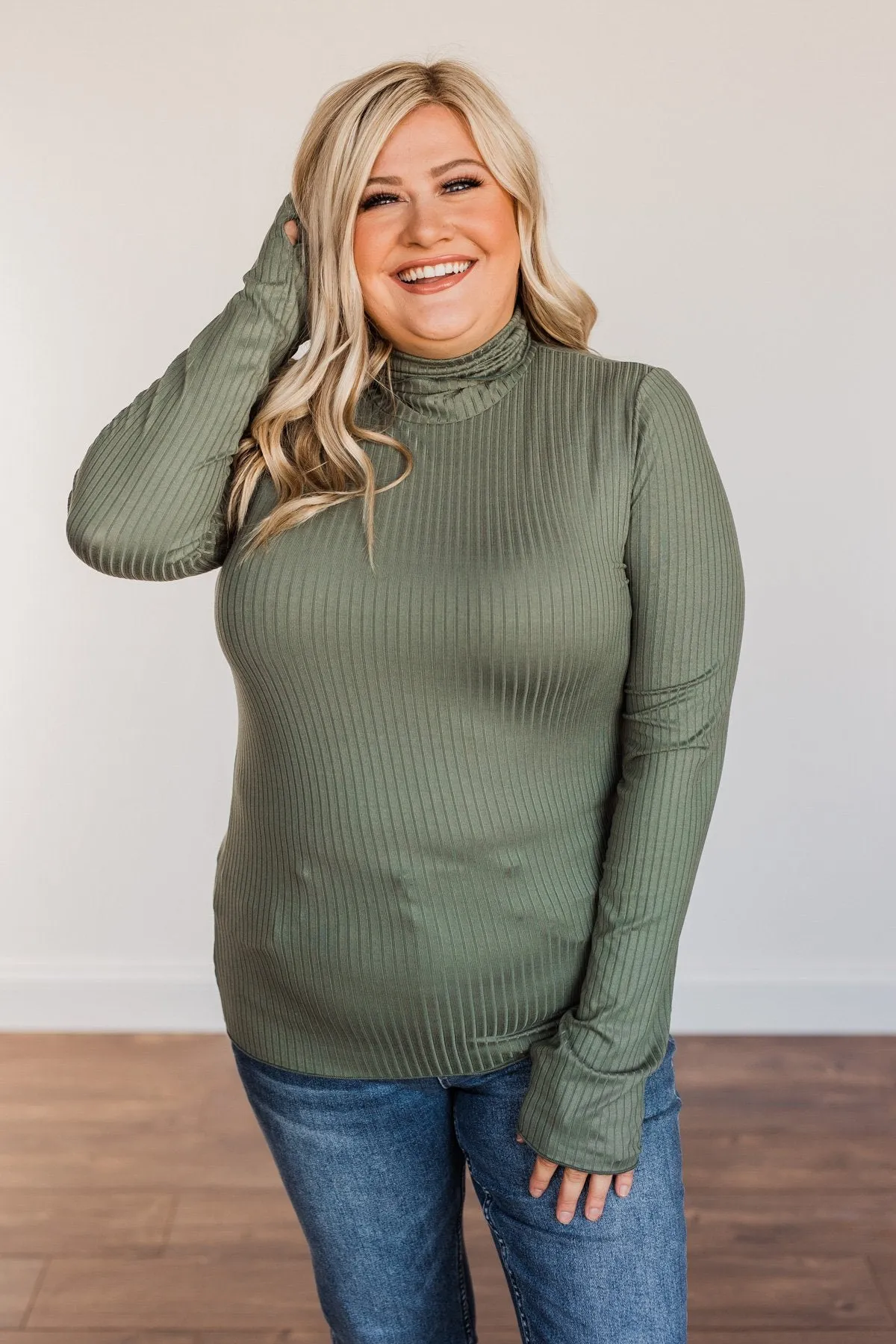 Smooth Sailing Turtle Neck Top- Dark Sage