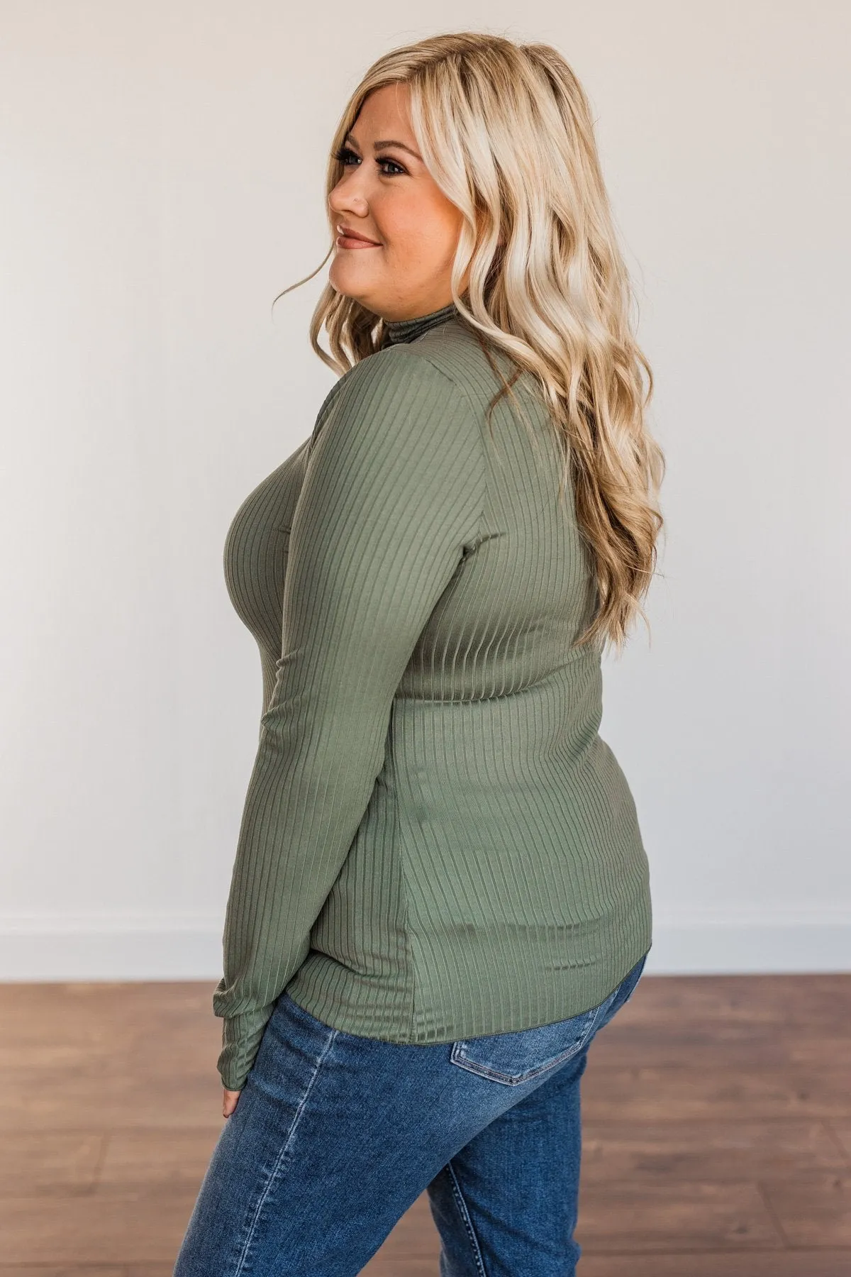 Smooth Sailing Turtle Neck Top- Dark Sage