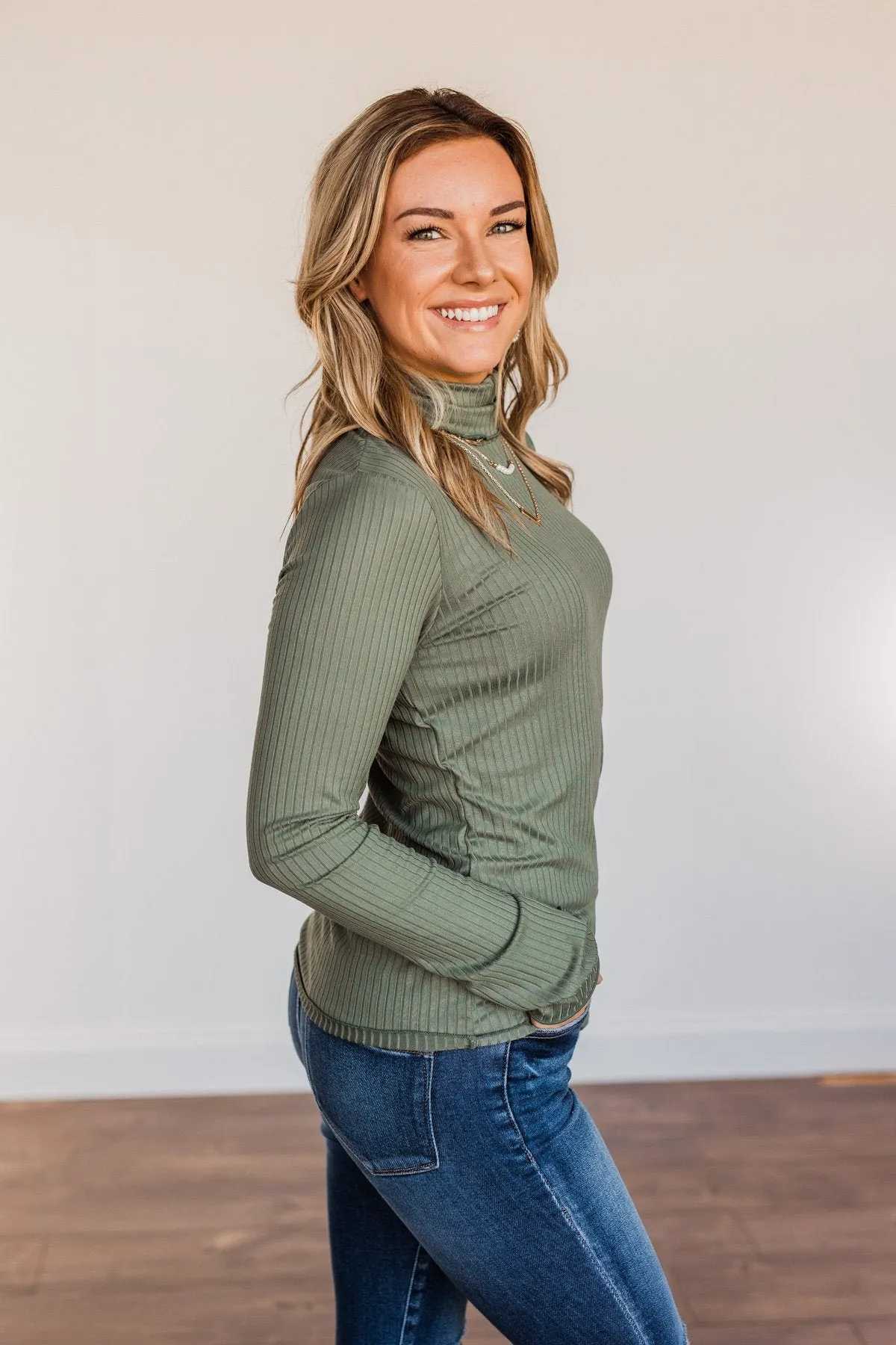 Smooth Sailing Turtle Neck Top- Dark Sage