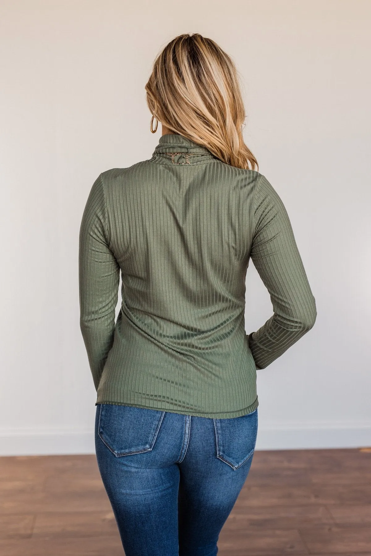 Smooth Sailing Turtle Neck Top- Dark Sage