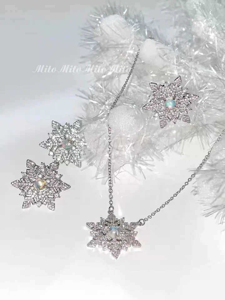 Snow night snowflakes earrings /necklace / ring