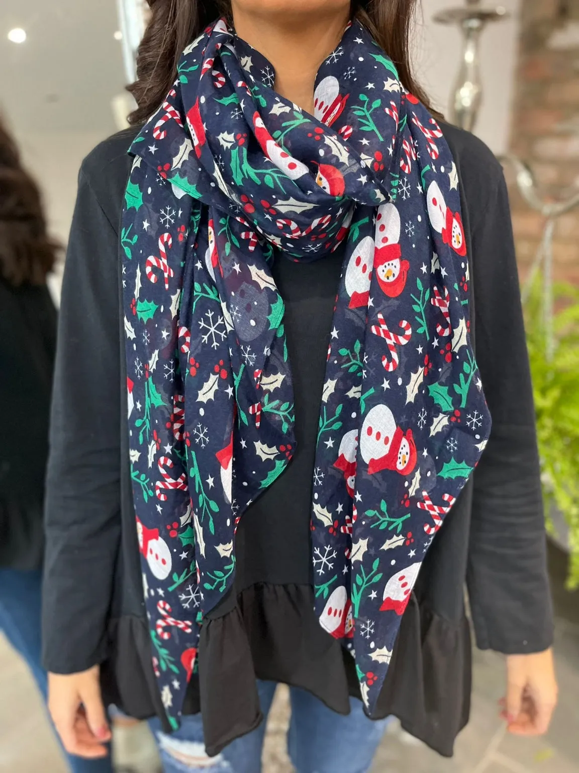 Snowman Print Scarf