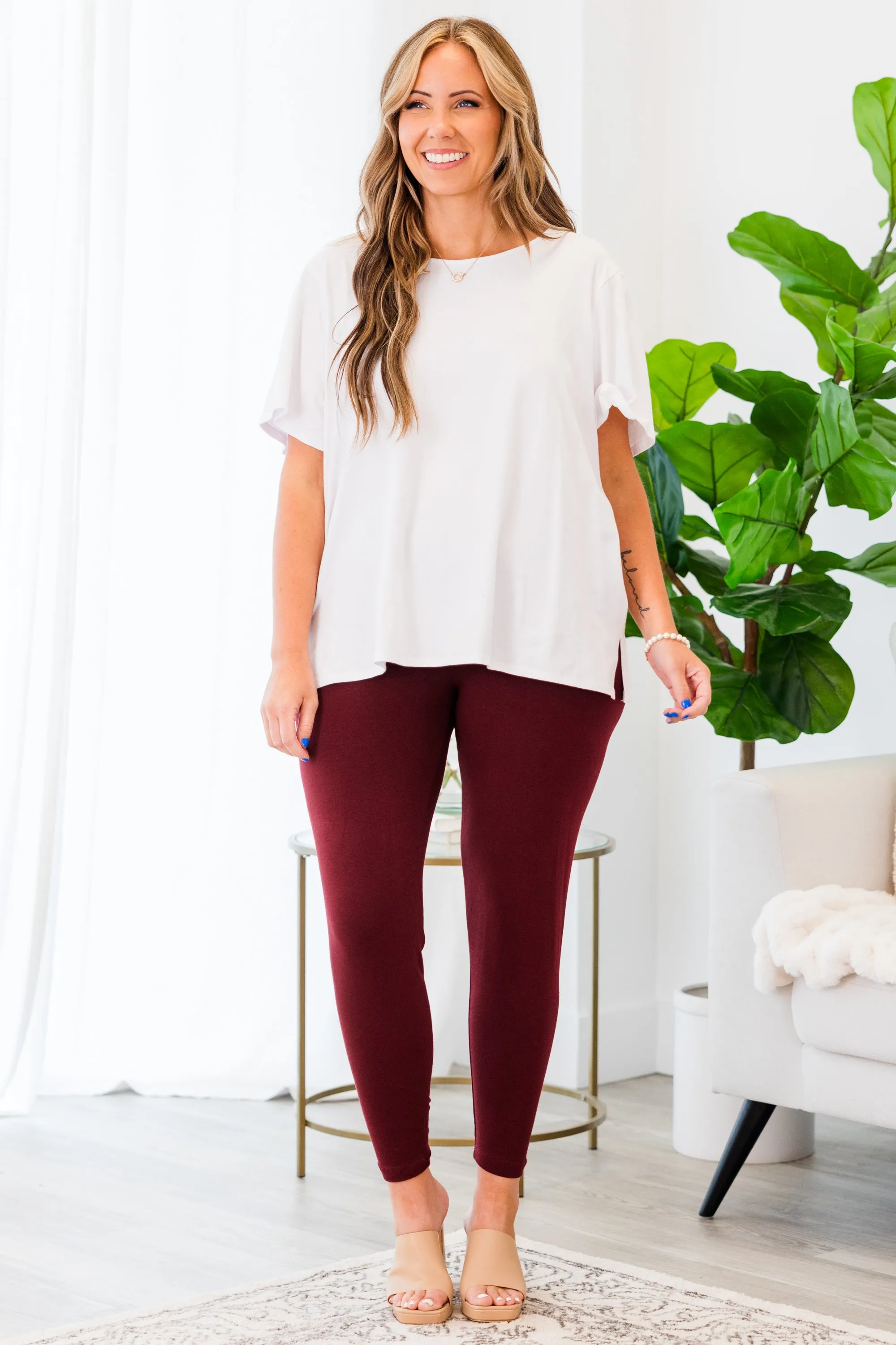 To Be True Leggings, Dark Burgundy