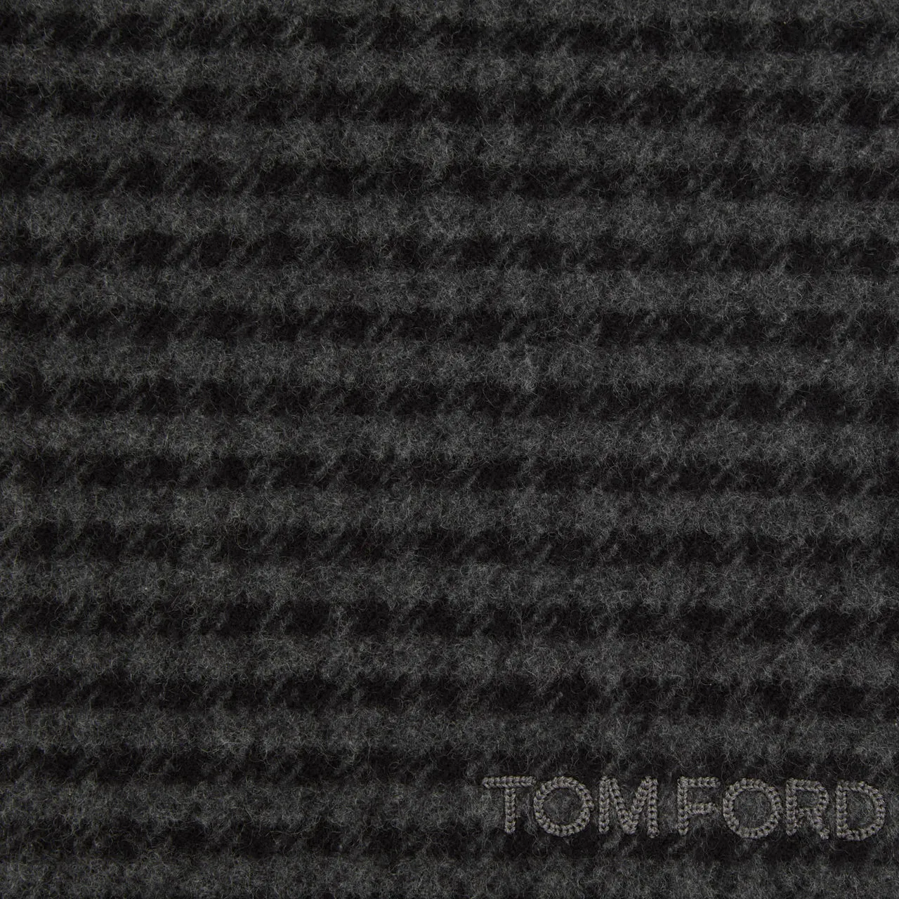 TOM FORD Fringed Check Print Scarf - Grey