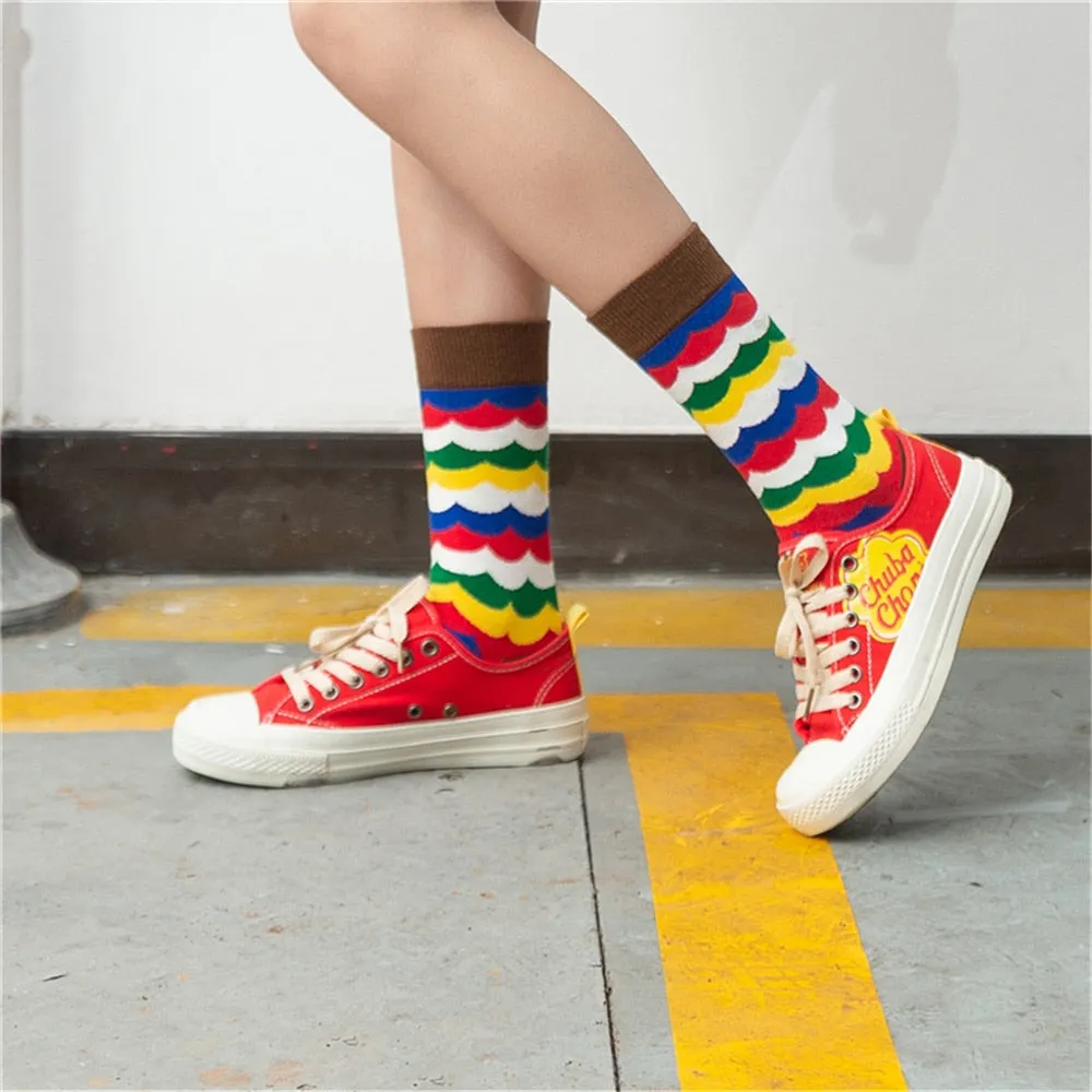 Unisex Winter Fashion Rainbow Print Colorful Funny Art Dress Socks