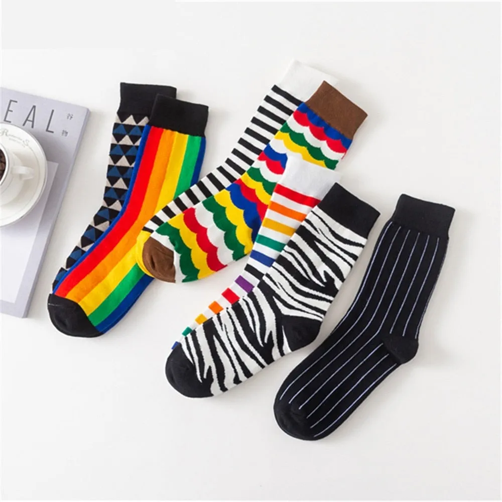 Unisex Winter Fashion Rainbow Print Colorful Funny Art Dress Socks