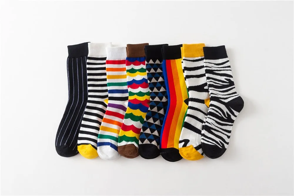 Unisex Winter Fashion Rainbow Print Colorful Funny Art Dress Socks