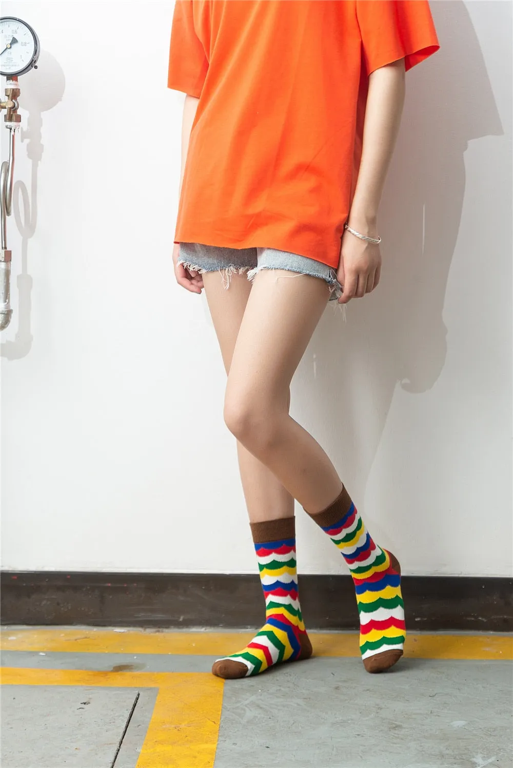 Unisex Winter Fashion Rainbow Print Colorful Funny Art Dress Socks