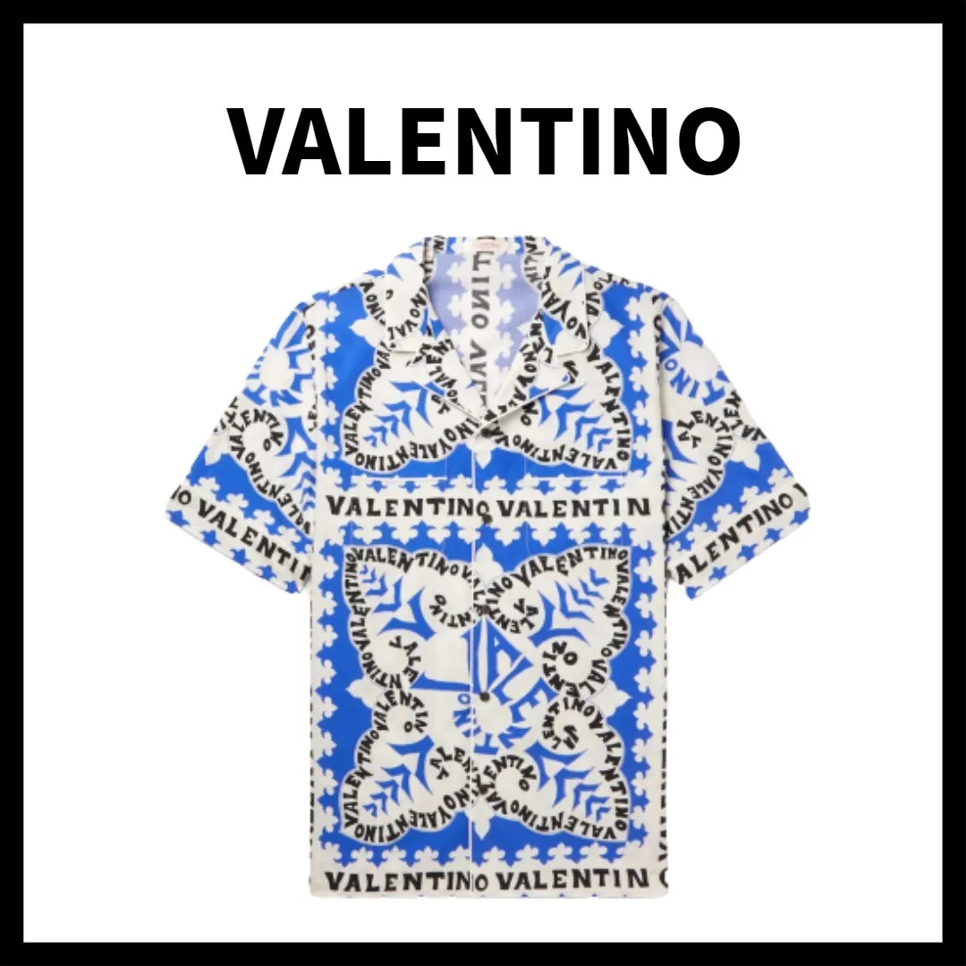 VALENTINO  |Button-down Paisley Unisex Street Style Cotton Short Sleeves