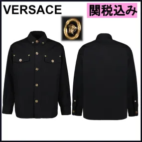 VERSACE  |Button-down Wool Street Style Long Sleeves Oversized Bridal