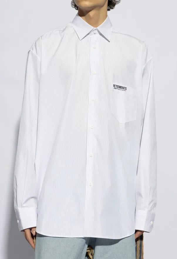 VETEMENTS  |Button-down Stripes Unisex Street Style Long Sleeves Cotton