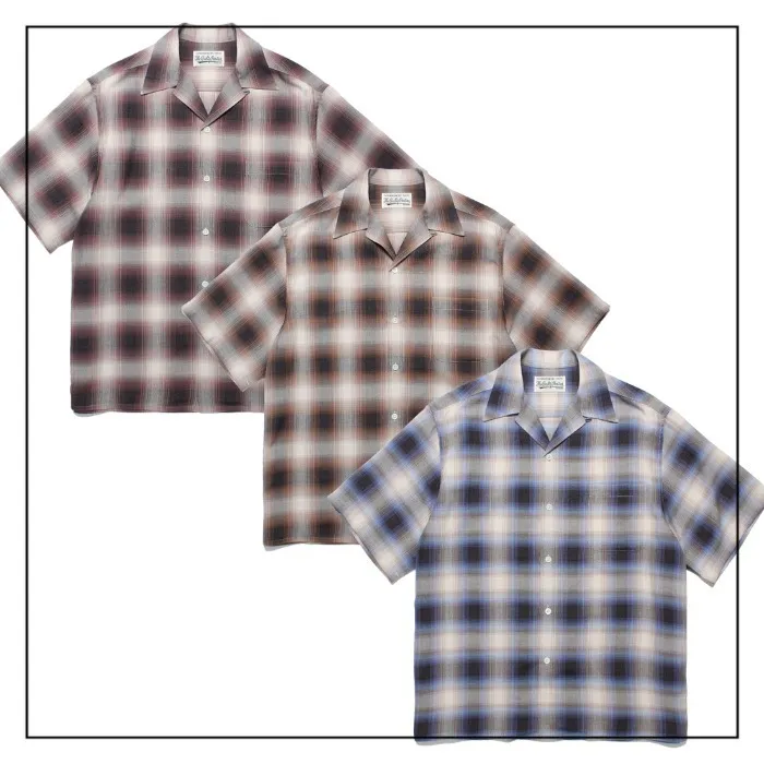 WACKO MARIA  |Button-down Other Plaid Patterns Street Style Bi-color Plain