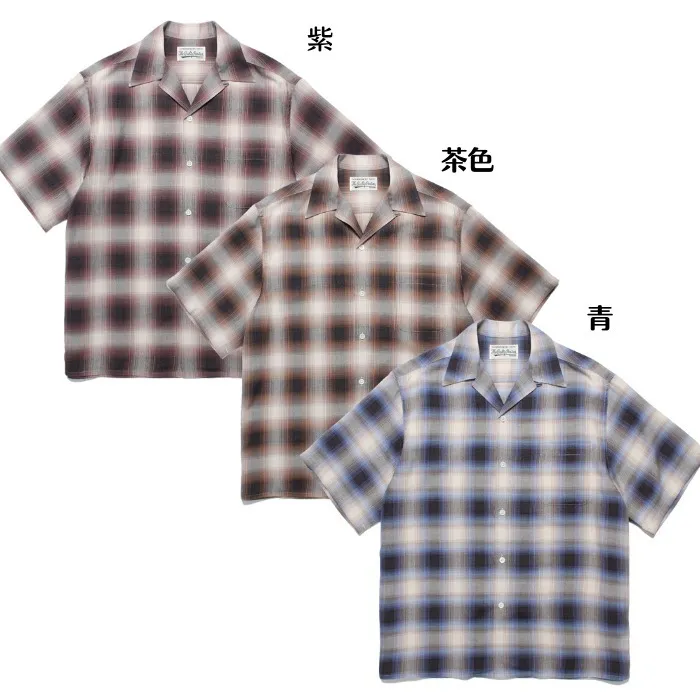 WACKO MARIA  |Button-down Other Plaid Patterns Street Style Bi-color Plain