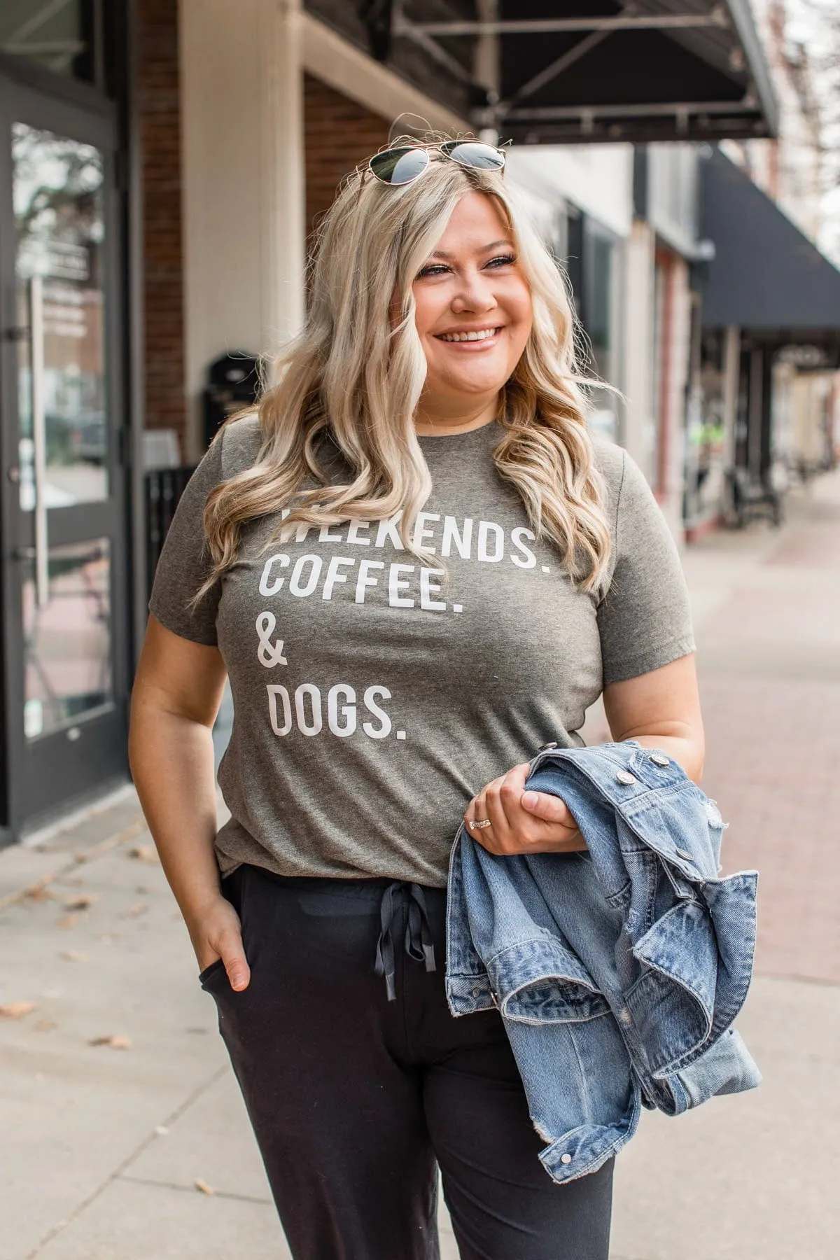 Weekends. Coffee. & Dogs. Graphic Tee- Charcoal