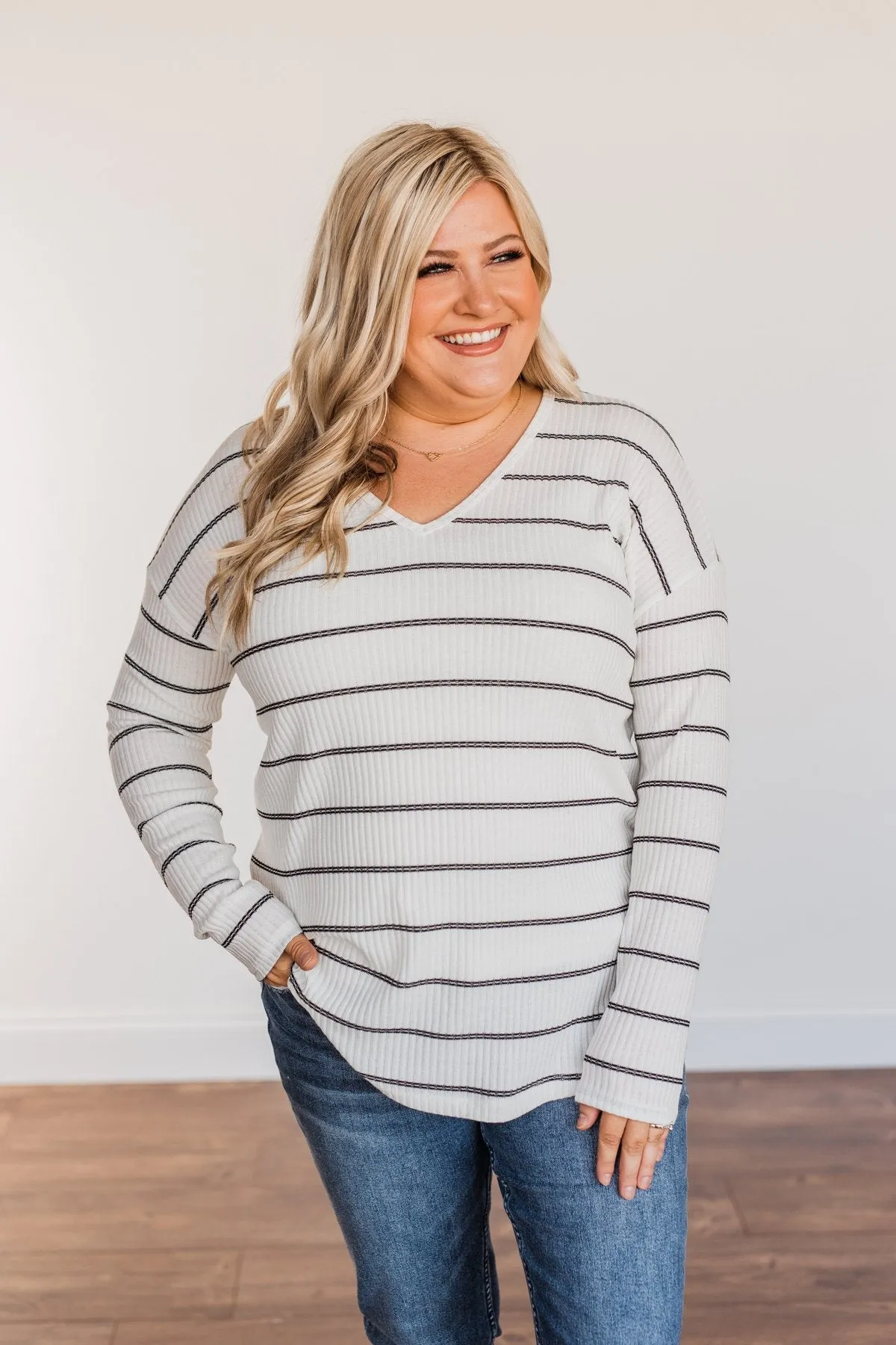 Wish You The Best Striped Long Sleeve Top- Ivory