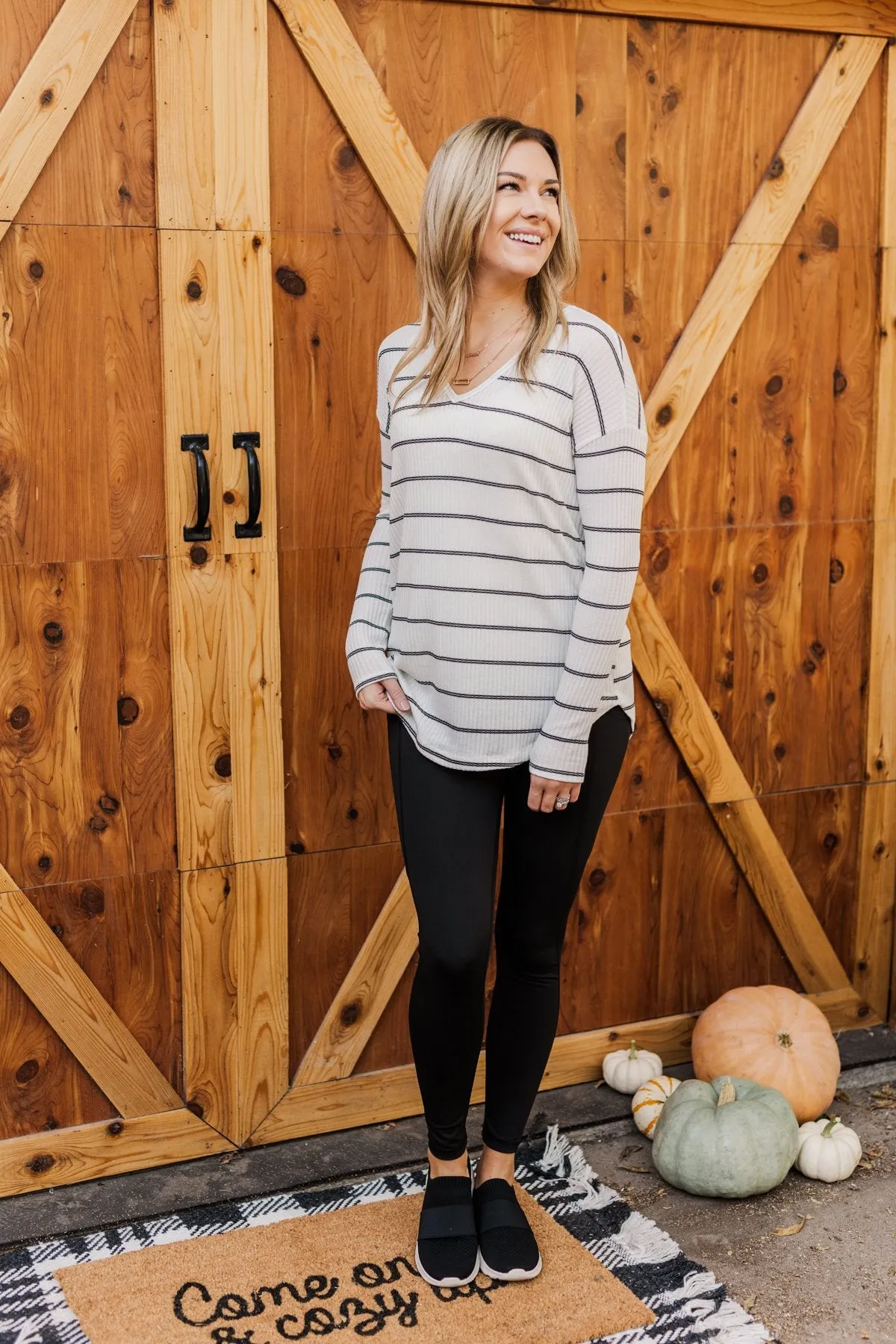 Wish You The Best Striped Long Sleeve Top- Ivory