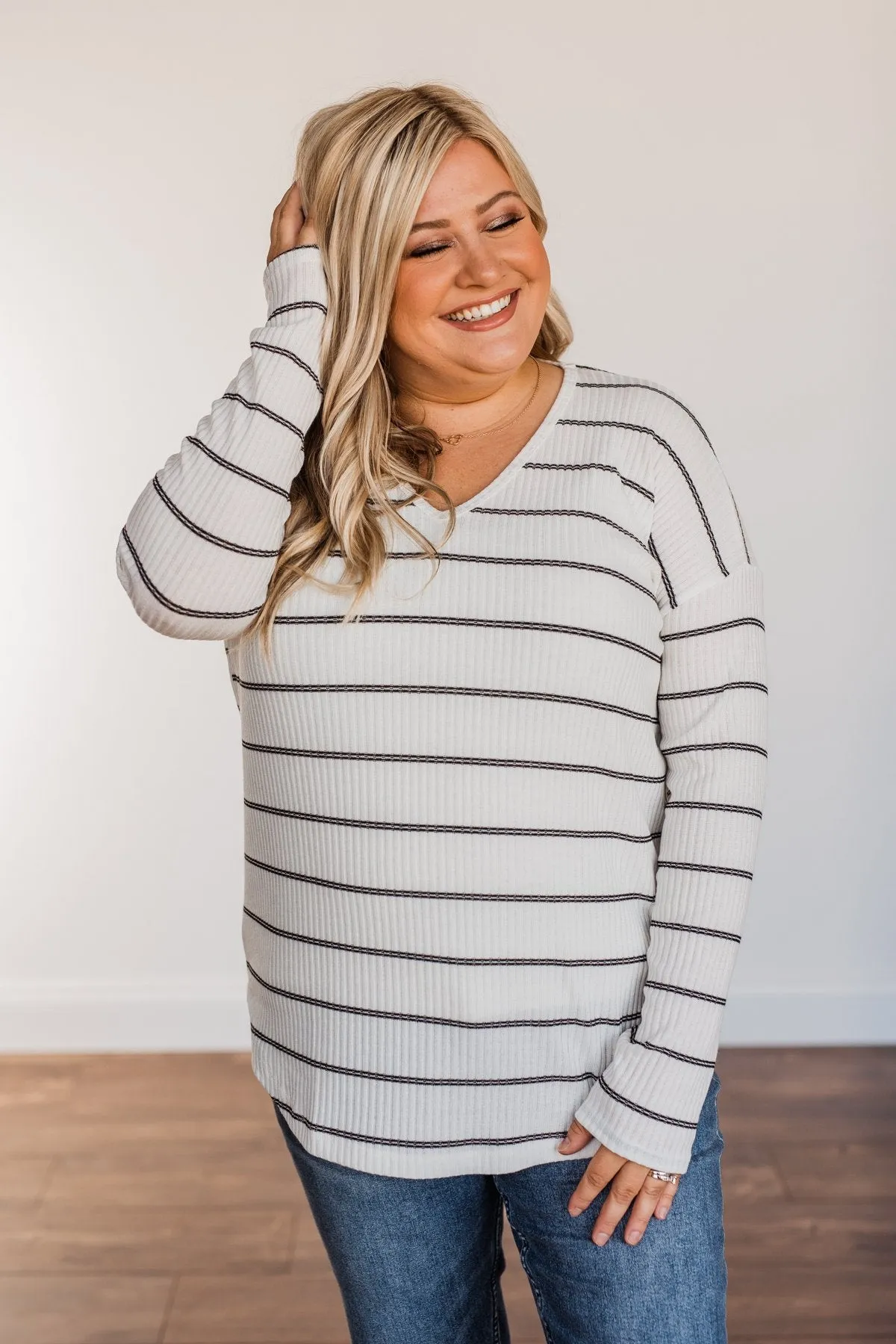 Wish You The Best Striped Long Sleeve Top- Ivory