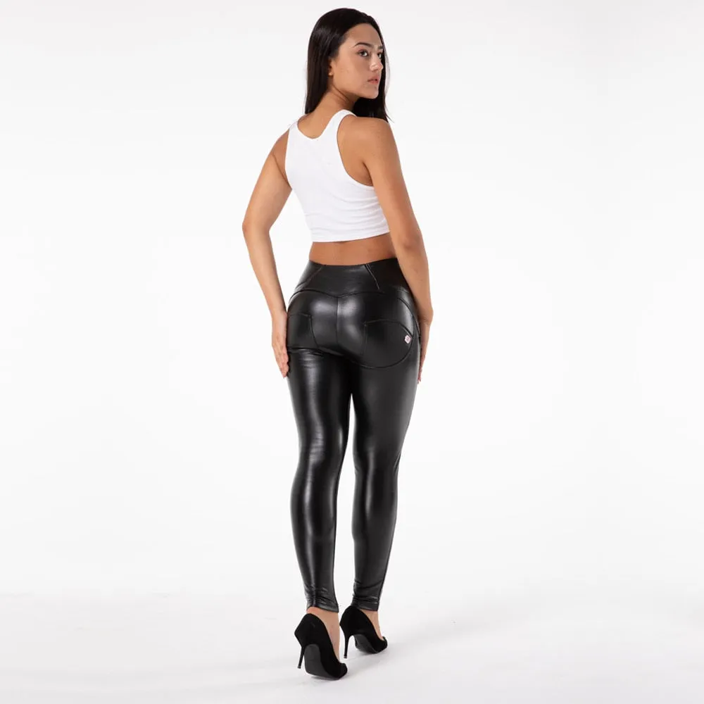 Women's Leather Elastic High Waist Butt Lift Fitness Yoga Leggings