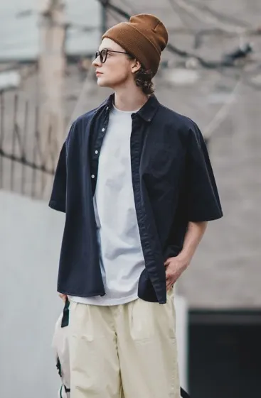 WV PROJECT  |Button-down Stripes Street Style Plain Cotton Short Sleeves